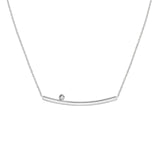 14K Two Tone Gold Thin Curve Bar with Diamond Bezel Pendant Necklace