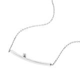 14K Two Tone Gold Thin Curve Bar with Diamond Bezel Pendant Necklace
