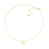 14K Gold Crescent Drop Diamond Choker