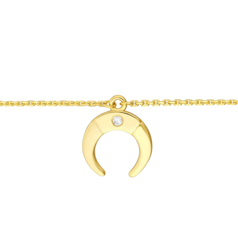14K Gold Crescent Drop Diamond Choker