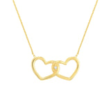 14K Gold Linked Open Diamond Heart Pendant Necklace