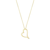 14K Gold Tilted Open Diamond Heart Pendant Necklace