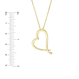14K Gold Tilted Open Diamond Heart Pendant Necklace