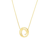 14K Gold Open Swirl Diamond Bezel Pendant Necklace