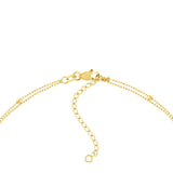 14K Gold Sharp Cross Diamond Layered Bead Necklace