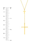 14K Gold Solo Diamond Inset Cross Lariat Pendant Necklace