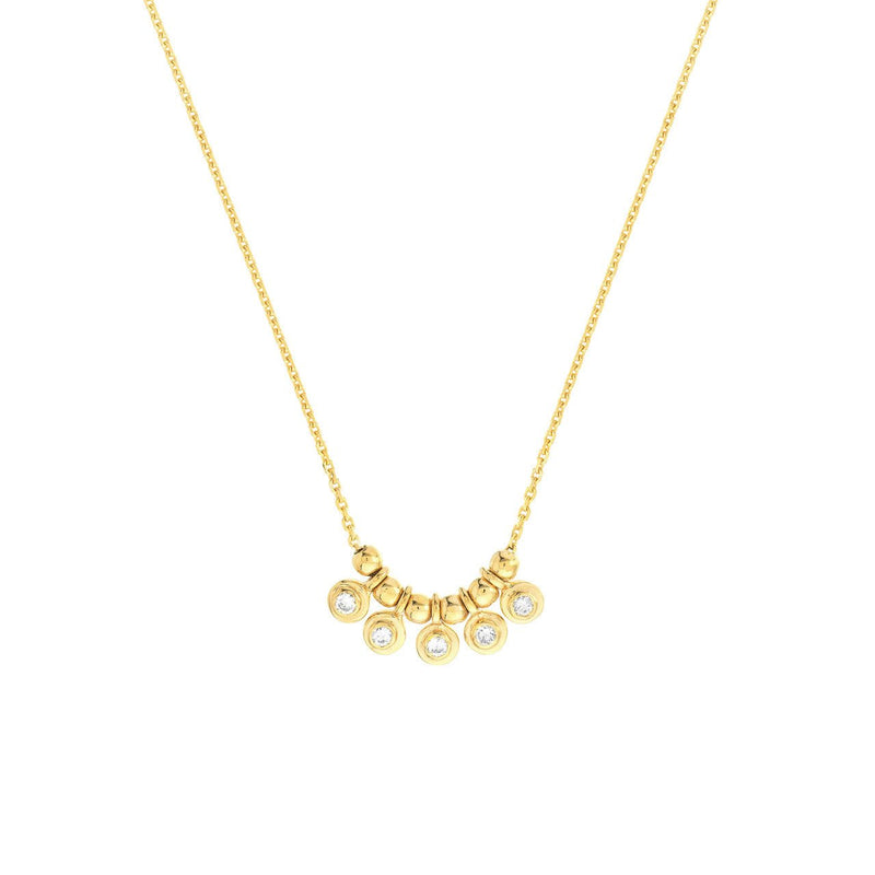 14K Gold Mini Diamond Bezel and Bead Pendant