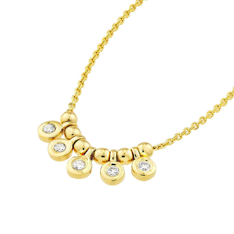 14K Gold Mini Diamond Bezel and Bead Pendant