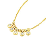 14K Gold Mini Diamond Bezel and Bead Pendant