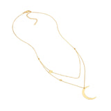14K Gold Layered Crescent Moon and Stars Necklace
