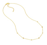 14K Gold Diamond Bezel and Diamond Cluster Station Necklace