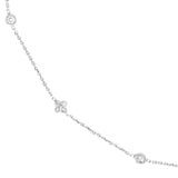 14K Gold Diamond Bezel and Diamond Cluster Station Necklace