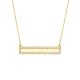 14K Gold Diamond Personalized Bar Frame Pendant Necklace