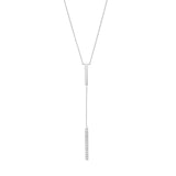 14K Gold Diamond Lariat Vertical Bar Pendant Necklace