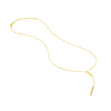 14K Gold Diamond Lariat Vertical Bar Pendant Necklace