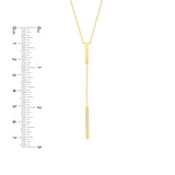 14K Gold Diamond Lariat Vertical Bar Pendant Necklace