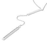 14K Gold Diamond Lariat Vertical Bar Pendant Necklace
