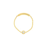 14K Gold Diamond Bezel Chain Ring