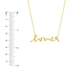 14K Gold Cursive Love Pendant with Diamond Bezel