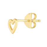 14K Gold Hollow Heart Stud Earrings