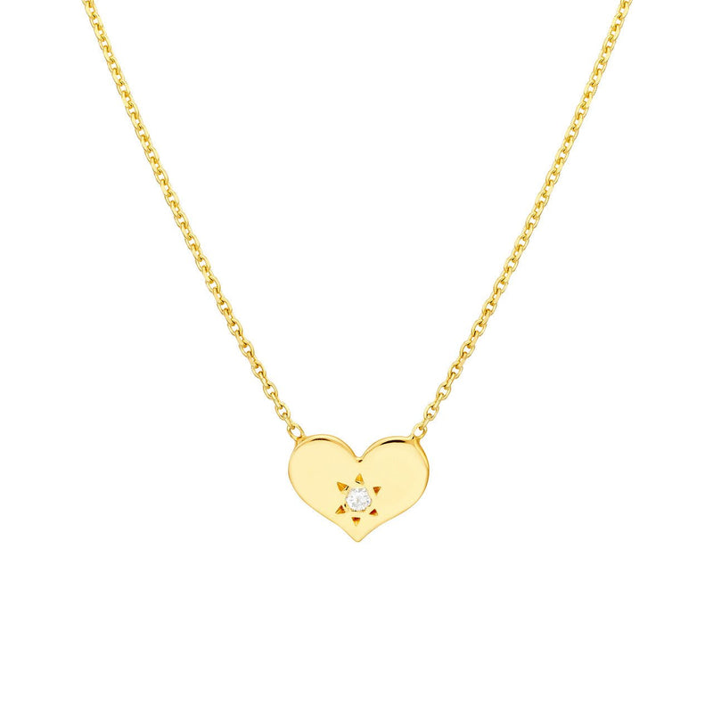 14K Gold Sunny Heart Diamond Pendant Necklace