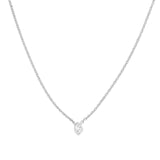 14K Gold Mini Diamond Marquise Bezel Drop Pendant Necklace