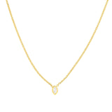 14K Gold Mini Diamond Marquise Bezel Drop Pendant Necklace