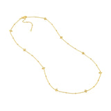 14K Gold Diamond Star Bezels and Bead Necklace