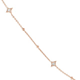 14K Gold Diamond Star Bezels and Bead Necklace