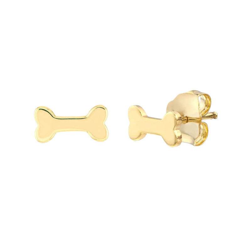 14K Gold Dog Bone Stud Earrings