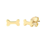 14K Gold Dog Bone Stud Earrings