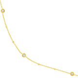 14K Gold Bead and Diamond Bezel Necklace