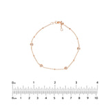 14K Gold Multi Diamond Bezel and Diamond Bead Bracelet