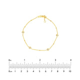 14K Gold Multi Diamond Bezel and Diamond Bead Bracelet