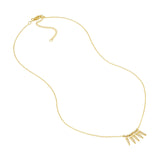 14K Gold Diamond Spike Bezel and Bead Necklace