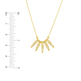 14K Gold Diamond Spike Bezel and Bead Necklace