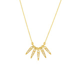 14K Gold Diamond Spike Bezel and Bead Necklace