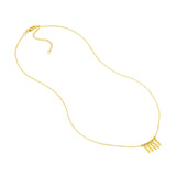 14K Gold Diamond Leaf Bezel and Bead Necklace