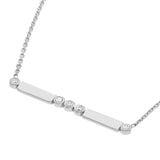 14K Gold Diamond Bezel and Bar Pendant Necklace