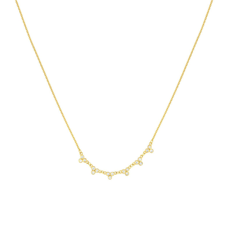 14K Gold Trinity Diamond Station Necklace
