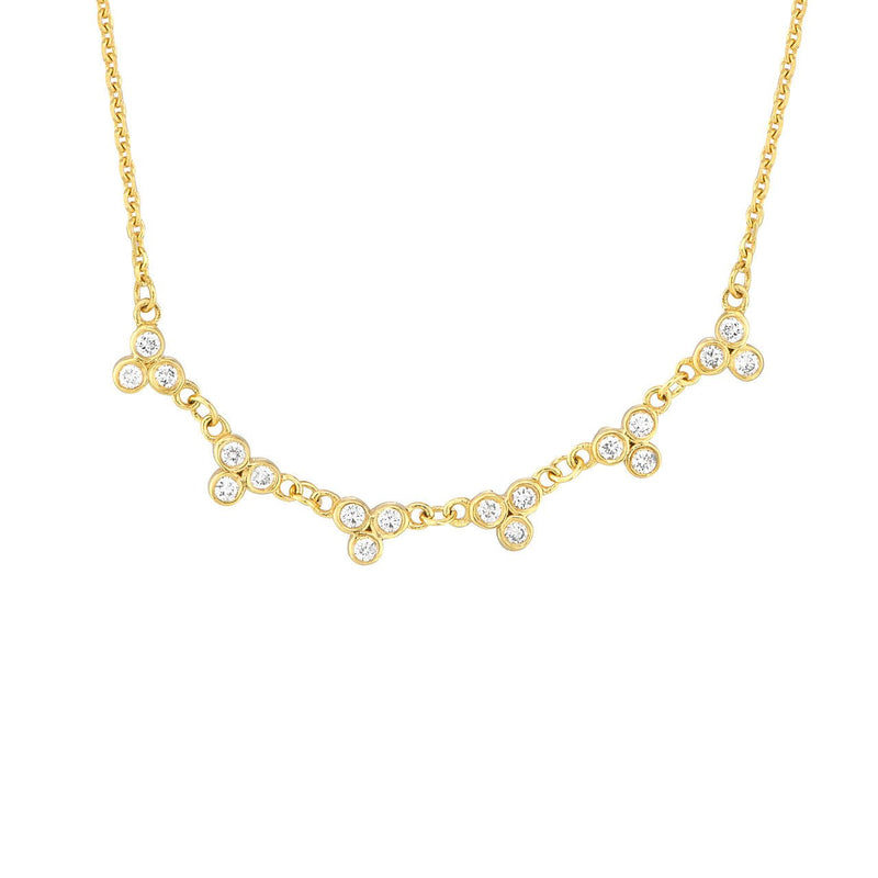 14K Gold Trinity Diamond Station Necklace
