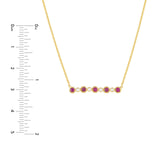 14K Gold Diamond and Ruby Bezel Bar Pendant Necklace