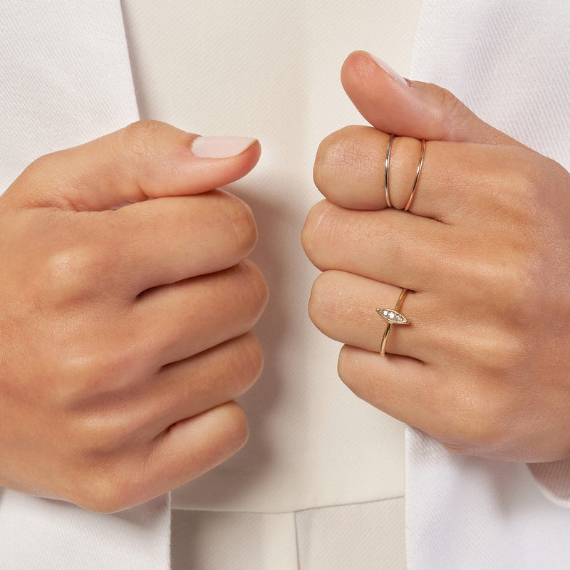 14K Gold Marquise Cluster Diamond Band