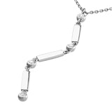 14K Gold Mini Bar and Diamond Bezel Lariat Necklace