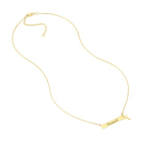 14K Gold Blessed Bar Pendant with Dangling Cross