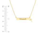 14K Gold Blessed Bar Pendant with Dangling Cross