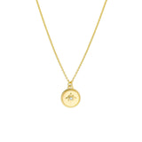 14K Gold Small Diamond North Star Circle Pendant Necklace