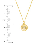 14K Gold Small Diamond North Star Circle Pendant Necklace
