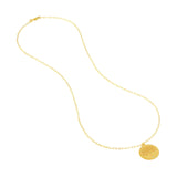 14K Gold Tree of Life Disk Diamond Pendant Necklace