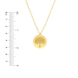 14K Gold Tree of Life Disk Diamond Pendant Necklace